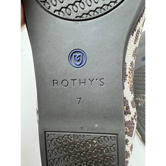 Rothy's Shoes Women 7 Brown Mocha Spot Leopard Ballet Flats Loafers Preppy Knit - Picture 11 of 14